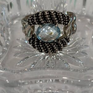 Michael Dawkins beautiful sterling and blue topaz stone. Size 8